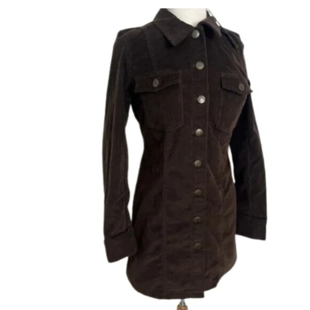 House of Harlow 1960 Dress Women XS Brown‎ Corduroy Button Front Mini - Picture 2 of 10